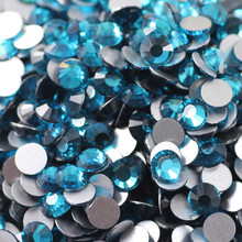 Diamantes de imitación para uñas, cristales de zirconia azul, redondos y planos, diferentes tamaños, SS3-20, RS-16, 100 Uds. 2024 - compra barato