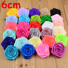 30Pcs 2.4 Inch Handmade Satin Ribbon Rose Flower Without Hair Clips Girl Fashion Accessory MH20 2024 - buy cheap