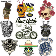 ZOTOONE-Parches de transferencia de hierro para bicicleta, parches Punk de calavera rosa para motocicleta, ropa, camiseta, apliques de cuentas, DIY E 2024 - compra barato