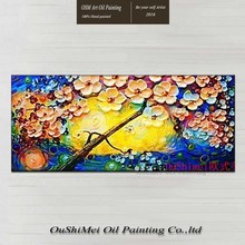 Hand Painted Abstract Style Oil Painting of Colorful Flowering Tree On Canvas Handmade Modern Palette Knife Art Canvas Paintings 2024 - buy cheap