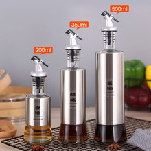 Botella de aceite de vidrio, utensilios de cocina de acero inoxidable, aceite, salsa de soja, condimentos 2024 - compra barato