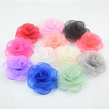 50 pcs/lot , 3.5" inch Sheer Organza Rose Flowers, Organza Flowers, You Choose Colors 2024 - buy cheap