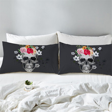 Funda de almohada de poliéster con estampado de calavera y flores, cubierta decorativa Bohemia para dormitorio, ropa de cama, 2 uds. 2024 - compra barato