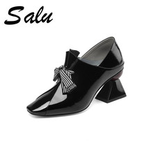 Salu 2020 Genuine Leather shoes Women Pumps Sapato feminino High Heels Patent Leather Fashion Party Shoe big size 10 11 12 2024 - buy cheap