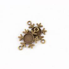 Fit 12mm Round  Snowflake  Antique Bronze Pendants Setting Cabochon Cameo Base Tray Bezel Blank DIY Jewelry  Findings 2024 - buy cheap