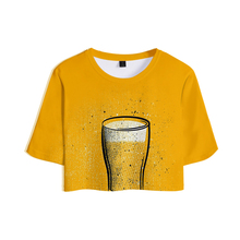 Beer 3D Printed Women Crop Tops Fashion Summer Short Sleeve T-shirt 2019 New Arrival Hot Sale Girls Casual Streetwear T shirt 2024 - buy cheap