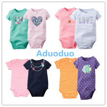 New 2PCS Baby Girls Bodysuits Newborn Clothes Body Bebe Short Sleeve Bodysuits Summer Infant Jumpsuit Clothes 100% cotton 2024 - buy cheap