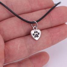 hzew heart dog cat paw pendant necklace cat dog necklaces 2024 - buy cheap