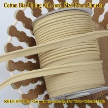 Free shipping --Cotton Bias Piping Tape, bias Tape with cord, size:12mm,1/2" 50meter,for DIY home textile sewing material beige 2024 - buy cheap