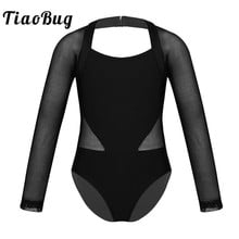 TiaoBug Kids Teens Long Sleeves Mesh Splice Ballet Leotard Dance Costume Children Girls Gymnastics Leotard Bodysuit Dance Wear 2024 - buy cheap