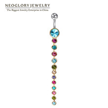 Кольцо Neoglory Стразы для пирсинга пупка для женщин, пирсинг для тела, Козелок, ювелирные изделия 2020, бренд 2024 - купить недорого