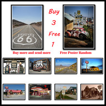 United States Route 66 Gas Station White Coated Paper Posters Bar Cafe Home Decor Painting Wall Sticker Frameless 2024 - buy cheap