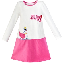 Girls Dress Duck Embroidery Long Sleeve Color Contrast Cotton 2020 Summer Princess Wedding Party Dresses Kids Clothes Pageant 2024 - buy cheap