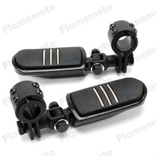 Motorcycle Foot Pegs Black Streamliner Footrests Highway Engine Guard Crash Bar 1-1.25" Footpeg Mount Clamps For Harley Dyna 2024 - buy cheap