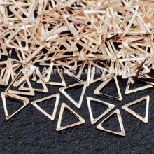 500PCS triangle 3d champagne gold metal nail art decorations circular frame nails accessories supplies manicure design tools 2024 - buy cheap