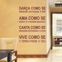 Free shipping Portuguese wall stickers , Ama Canta Vive em vinil autocolante , Portuguese version dance wall art decor stickers 2024 - buy cheap