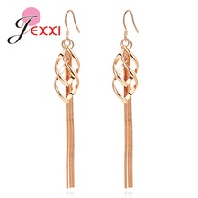 Luxury 925 Sterling Silver Tassel Drop Dangle Earring Long Ear Line For Women Metal Rose Gold Color Piercing Ear Jewelry 2024 - buy cheap