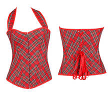 Red Plaid Corset Sexy Women Bustier Verano Corset With Strape Waist Sexy Corset Overbust Corsets Plus Szie 6XL bustiers 2024 - buy cheap
