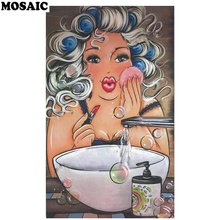 5d Diy Diamond Painting square round"makeup fat sexy lady/woman"Embroidery Cross Stitch Diamond Mosaic bathroom decoration 2024 - buy cheap