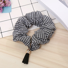 New Tassel Scrunchies Women Elastic Hair Bands Plaid Scrunchie Girls Headwear Classic Ponytail Holder Stretchy Hair Accessories 2024 - buy cheap