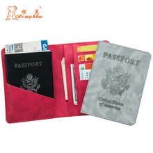 2020  USA Complex GRAY double-headed eagle PU Leather Travel Passport Holder Built in RFID Blocking Protect personal information 2024 - buy cheap