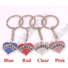 New Arrival zinc alloy studded with sparkling crystals FIGHTER heart pendant key chain 2024 - buy cheap