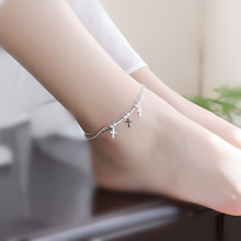 TJP New Fashion Girl Silver Anklets Jewelry Trendy Cross Ball Design 925 Silver Bracelets For Women Party Accessories Lover Gift 2024 - buy cheap