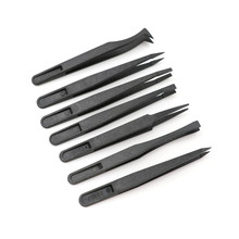 7pcs/set Black ESD Tweezers Set Anti Static Tool Hard Plastic Electronic Tweezers Forceps Precision Tweezer Set 11 Cm 2024 - buy cheap