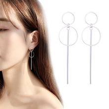 Earrings Punk Simple Silver Color Long Section Tassel Pendant Size Circle Earrings For Ladies Gifts Jewelry Pendientes 2024 - buy cheap