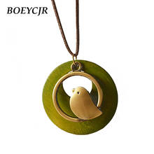 BOEYCJR  Lovely Alloy Bird Necklace Chain Handmade Jewelry Ethnic Hollow Wood Long Pendant Necklace for Women Gift Colar  2024 - buy cheap