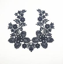1 Pair/2 Pieces Beautiful Black Fabric Flower Neckline Collar Venise Lace Applique 2024 - buy cheap