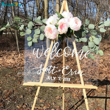 Custom Name and Number Wedding Welcome Sign Wall Sticker Acrylic Sign Decoration Decal Artistic Beautiful Murals YT1027 2024 - buy cheap