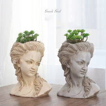 European Resin Greek Goddess Flower Pot Creative Imitation Plaster Head Potted  Landscape Courtyard Statue Ornaments Decoration 2024 - buy cheap