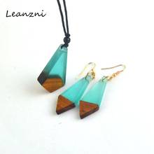 Leanzni   Retro fashion necklace pendant suit, handmade wood resin, women jewelry, knitting cord, gifts, wholesale 2024 - buy cheap