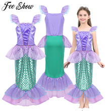 New Girls Dress Little Mermaid Fancy Dressed Kids Clothing Girls Mermaid Dresses Princess Ariel Cosplay for Summer Swimming 2024 - buy cheap