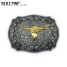 Bullzine Wholesale ZINC ALLOY Bull head belt buckle with gold and pewter finish FP-03522 suitable for 4cm width belt 2024 - buy cheap