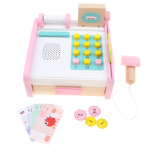 Pink Wooden Cash Register Playset with Assorted Accessories Supermarket Pretend Play Game Boys & Girls Educational Toy 2024 - buy cheap