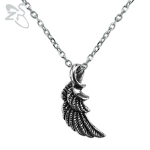 ZS Rock Roll Wings Pendant Necklace Punk Style 316L Stainless Steel Jewelry for Men Biker Necklaces Hip Hop Jewelry Accessories 2024 - buy cheap