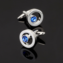 XK531 Men's shirts Cufflinks Blue Crystal Cufflinks senior process 3 double sale free shipping 2024 - buy cheap