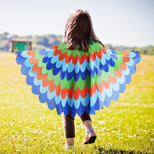 Детский плащ для девочек с цветным попугаем, крыльями павлина, костюм с накидкой в виде животных, костюм для макияжа, детский плащ на Хэллоуин 2024 - купить недорого
