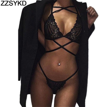 Porn Lace Bra And Panty Set Women Intimates Bustier Bralette Underwear Bra+Set Cross Bandage Transparent Sexy Lingerie Set Femme 2024 - buy cheap