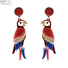 JUJIA Factory Price Wholesale colorful resin statement fashion bird Drop Earrings for women jewelry 2024 - buy cheap