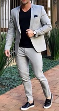 Traje formal de doble botonadura para hombre, chaqueta de esmoquin, traje de negocios personalizado de 2 piezas, color blanco marfil 2024 - compra barato