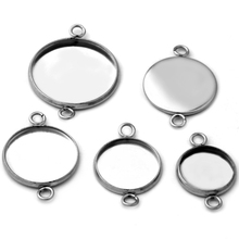 20pcs 8/10/12/14mm Stainless Steel Double Circle Round Pendant Blank Jewelry with Bezel Setting Tray Cameo Cabochons Accessories 2024 - buy cheap