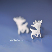 NEW!Real 925 Sterling Silver Jewelry For Women Cute Animal Crown Deer Earring Stud Small Stud Earring For Girls Wholesale 2024 - buy cheap