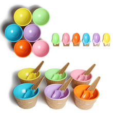 Kids Tableware Dessert Bowl Plastic Durable 1Set Lovely  Ice Cream Bowl Spoon DIY Ice Cream Tools Children Gifts 2024 - buy cheap