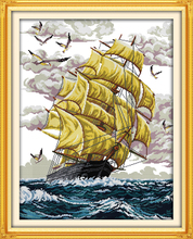 Sailing ship(2) cotton Scenery home decor Cross Stitch kits 14ct white 11ct print embroidery DIY handmade needlework wall 2024 - buy cheap