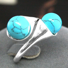 shipping> PRETTY Blue  BEAD GEMS 925 STERLING  RING SIZE 7 8 9 10 2024 - buy cheap