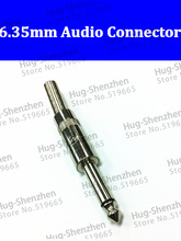 50pcs High Quality 6.35mm Audio Plug, 6.5mm Mono Metal plug Audio Cable Connector,6.5mm Microphone Plug 2024 - buy cheap