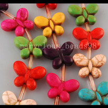 Free Shipping Beautiful jewelry  Multicolor Howlite Butterfly Spacers Loose Beads G5866 2024 - buy cheap